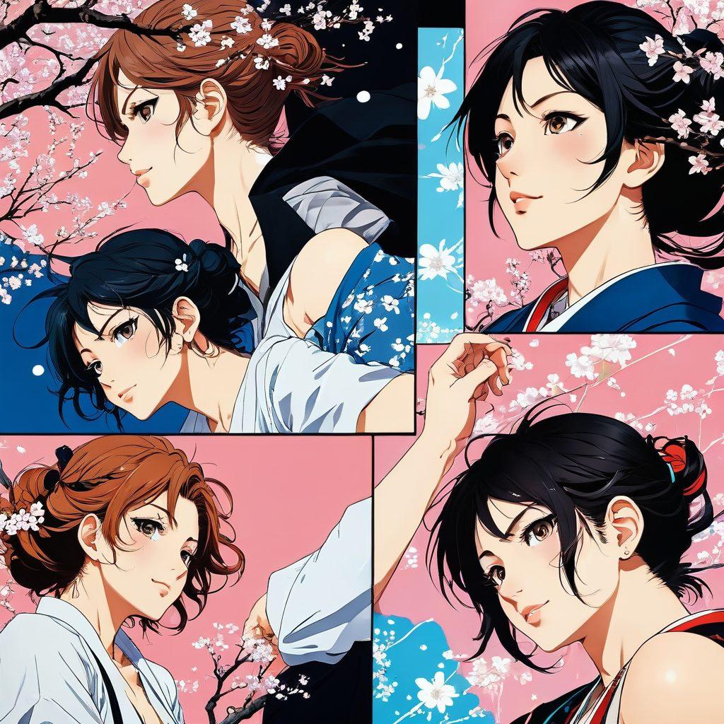 A dynamic split image showcasing the transition from classic erotic manga panels to colorful, animated scenes of modern anime. The left side features detailed manga drawings with intricate line art, while the right side bursts with vivid anime visuals, highlighting characters in sensual poses. Include elements like speech bubbles and artist tools to symbolize creation. The background should blend traditional Japanese aesthetics with a modern digital atmosphere. vibrant colors. super-realistic. cinematic style.